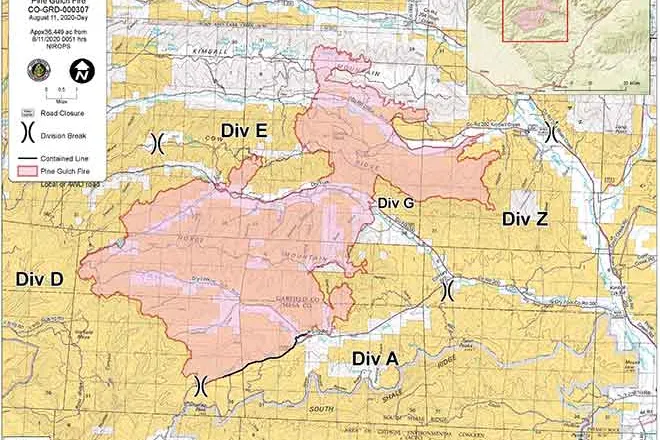 MAP Pine Gulch Fire as of August 11, 2020