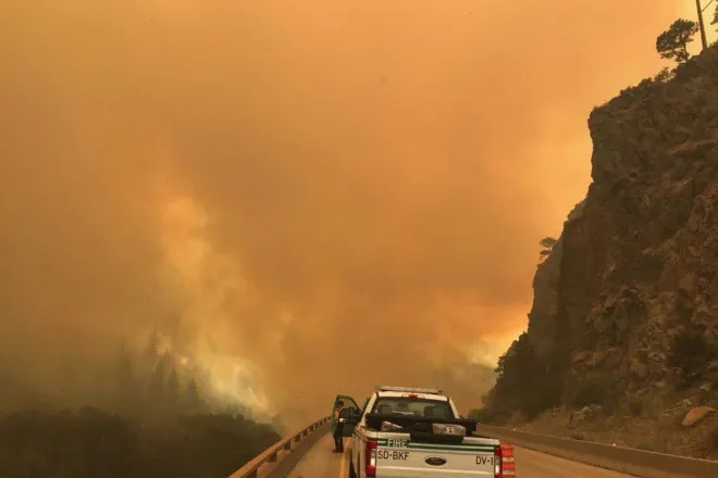 PICT Dense smoke over Interstate 70 August 12, 2020, from the Grizzly Creek Fire PICT Dense smoke over Interstate 70 August 12, 2020, from the Grizzly Creek Fire