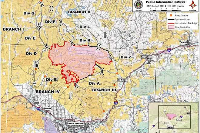 MAP 6xJ1 Pine Gulch Fire perimeter as of August 23, 2020 MAP Pine Gulch Fire perimeter as of August 23, 2020