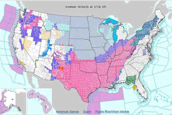 MAP Weather alerts across the United States February 14, 2021 - NWS MAP Weather alerts across the United States February 14, 2021 - NWS