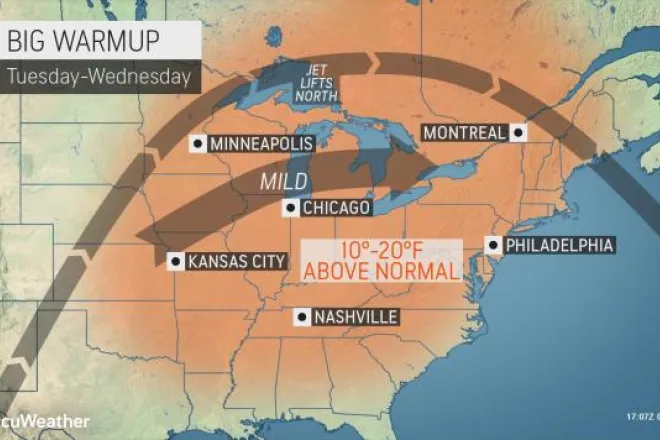 MAP Big warmup in the eastern United States March 8-9, 2021 - AccuWeather