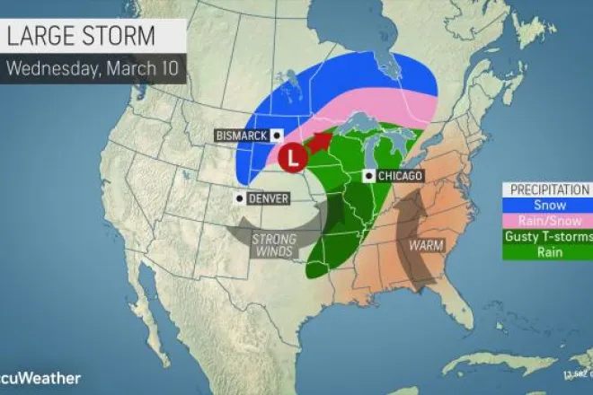 MAP Large storm system expected in the United States March 10, 2021 - AccuWeather