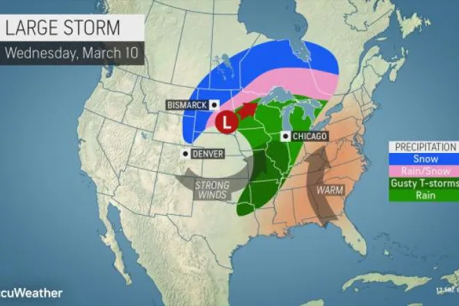 MAP Large storm system expected in the United States March 10, 2021 - AccuWeather MAP Large storm system expected in the United States March 10, 2021 - AccuWeather