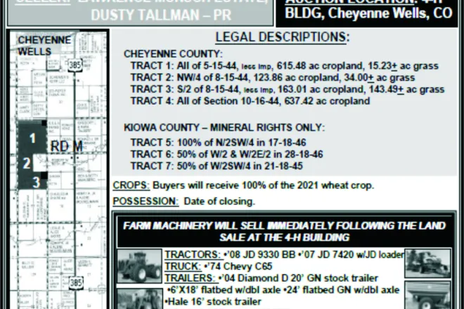 AD 2021-03 AUCTION - Land and Machinery - Cheyenne County
