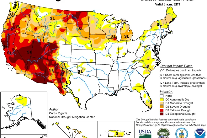 MAP United States drought conditions for June 15, 2021 - National Drought Mitigation Center