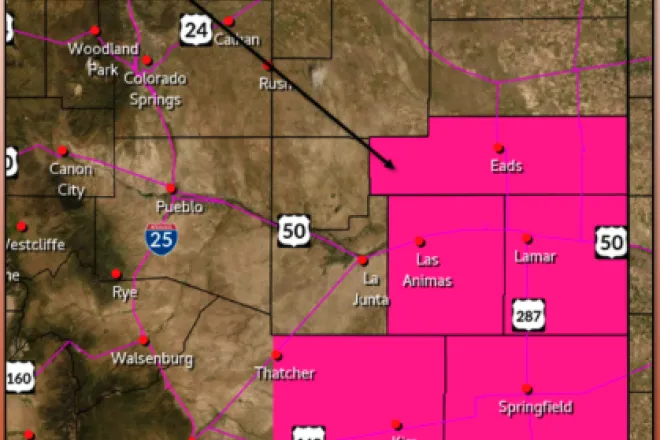 MAP Red flag warning for southeast Colorado counties December 14, 2021 - NWS MAP Red flag warning for southeast Colorado counties December 14, 2021 - NWS