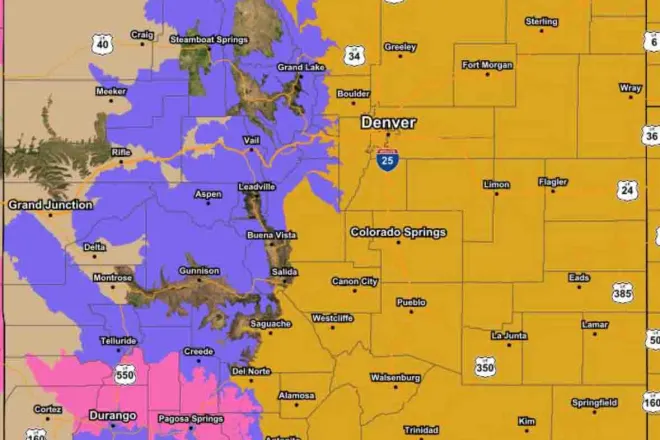 MAP Weather alerts for December 15, 2021, including a high wind waring for all of eastern Colorado