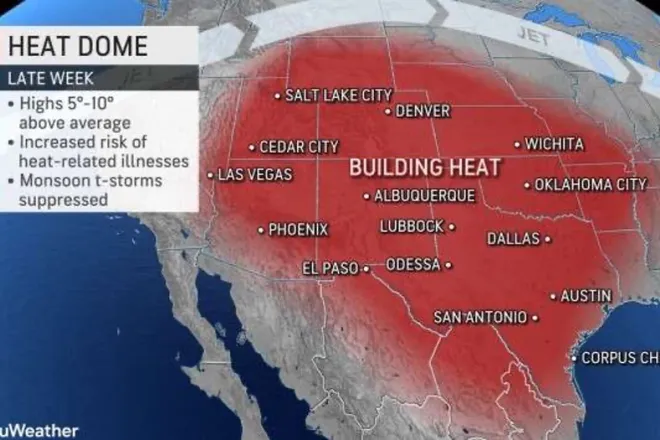MAP July 8-9, 2022 heat dome over the United States - AccuWeather
