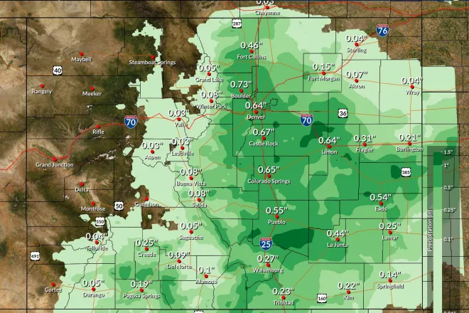 MAP Expected rainfall in Colorado for August 7, 2022 - NWS