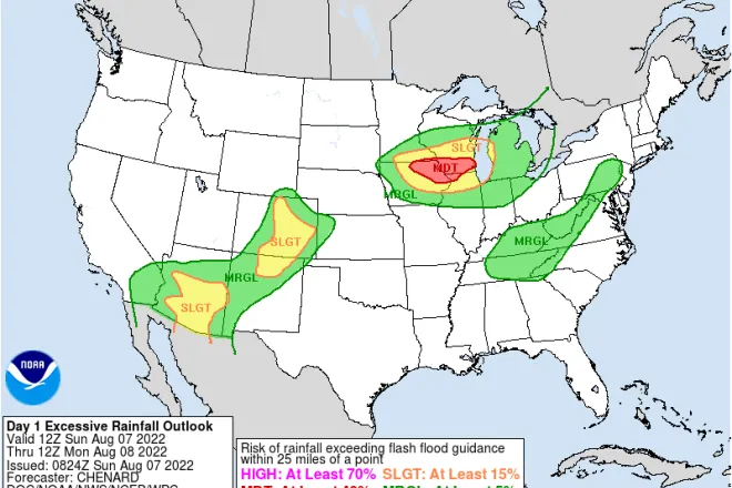 MAP United States excessive rainfall outlook for August 7, 2022 - NWS