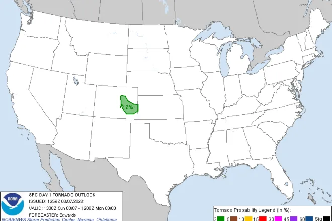 MAP United States tornado outlook for August 7, 2022 - NWS MAP United States tornado outlook for August 7, 2022 - NWS