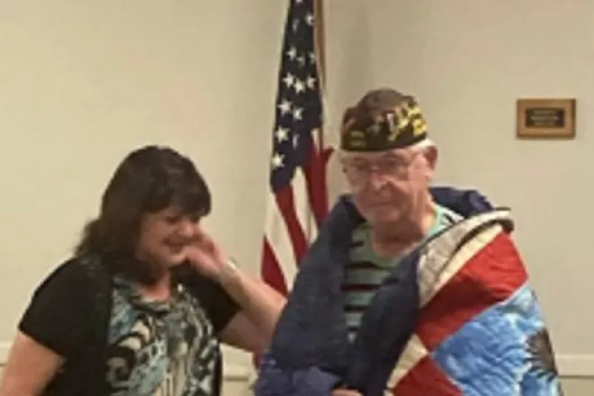PICT Quilt of Valor recipient Rod Houser and Mary Rhoades Kit Carson VFW Post 3411 