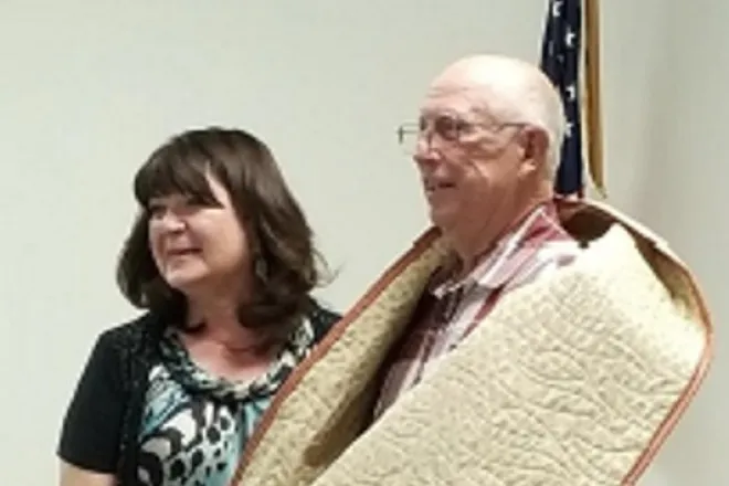 PICT Quilt of Valor recipient Ronald White and Mary Rhoades at Kit Carson VFW Post 3411
