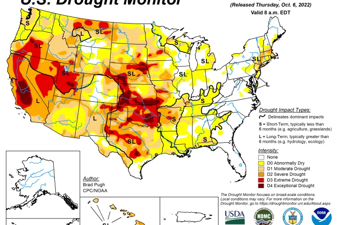 MAP United States Drought Conditions - October 4, 2022 - National Drought Mitigation Center