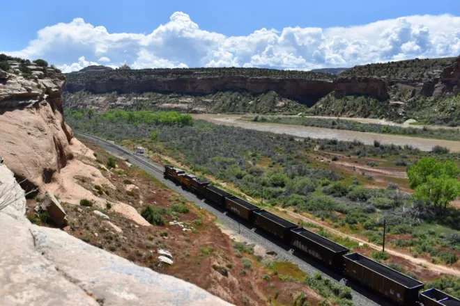 PICT A coal train crosses the Colorado-Utah border on May 15, 2023. Chase Woodruff-Colorado Newsline
