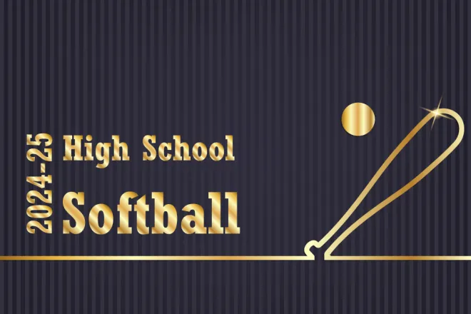 Stylized title card for high school softball