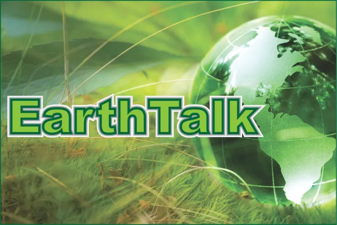 Title card for the EarthTalk environmental column showing a green glass globe.