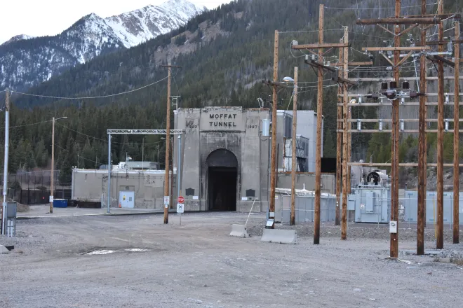 Moffat Tunnel in Colorado. A power substation is near the rail tunnel's entrance.