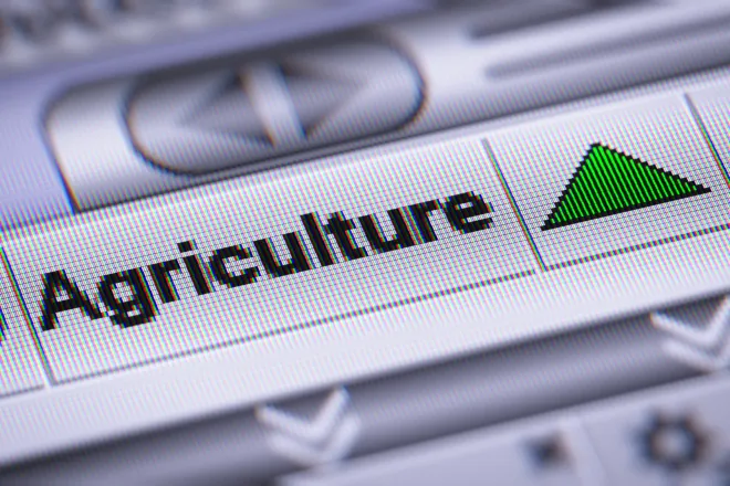 Close up of a computer screen showing the word "Agriculture."