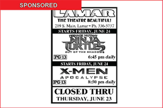 Lamar Theatre Ad - June 17, 2016