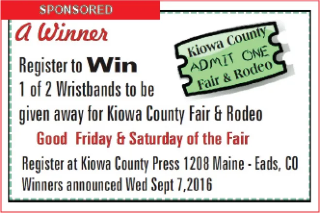 Kiowa County Fair - Register to Win