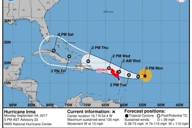 MAP - Hurricane Irma - September 4, 2017