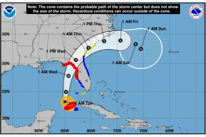 MAP Hurricane Idalia predicted storm track as of 7:00 a.m. August 29, 2023 - NWS