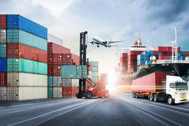 PROMO 64J1 Transportation - Semi Truck Airplane Forklift Cargo Ship Containers Road Port - iStock - Tryaging PROMO Transportation - Semi Truck Airplane Forklift Cargo Ship Containers Road Port - iStock - Tryaging