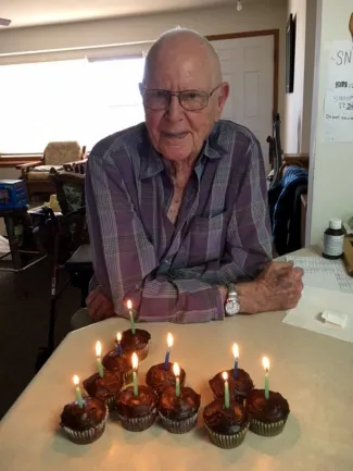 PICT Orville Mousel celebrating his 100th birthday March 2, 2021