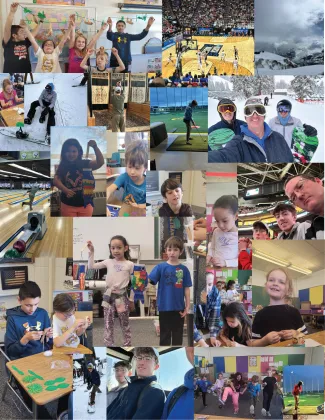 Collage of photo of students and staff in activities at Plainview School