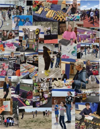 Collage of photos of students and staff engaged in activities at Plainview School in Kiowa County, Colorado.