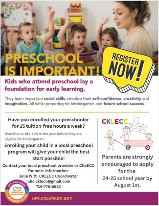 Advertisement for pre school enrollment