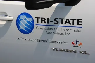 Exterior door panel of a pickup with the Tri-State Generation logo