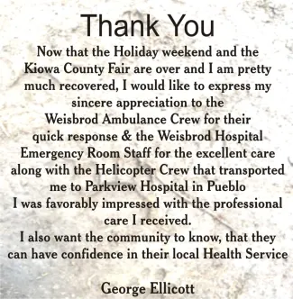 Thank you note from George Ellicott