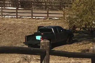 Side view at a distance of a suspect truck in a November 17, 2024, poaching incident.