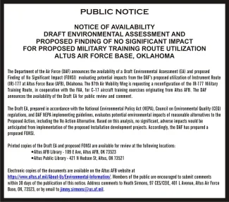 Advertisement - Public Notice - Draft Environmental Assessment