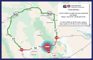 Detour routes for Highways 96 and 165 in Custer County, Colorado - CDOT Detour routes for Highways 96 and 165 in Custer County, Colorado - CDOT