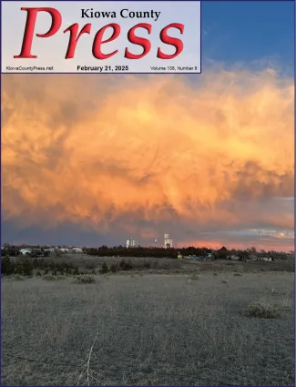 Photo of the week from the February 21, 2025, edition of the Kiowa County Press in Eads, Colorado -  Winter storm clouds over Eads, Colorado - Chris Sorensen.