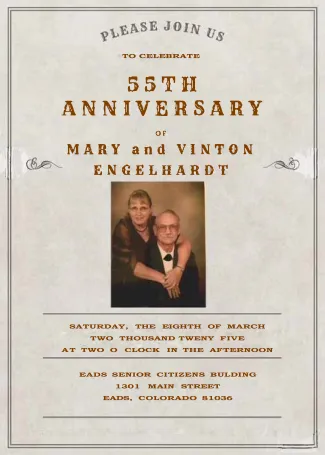 Advertisement for an anniversary celebration