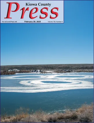 Photo of the week from the February 28, 2025, edition of the Kiowa County Press in Eads, Colorado -  Ice formations on Jackson's Pond - Chris Sorensen.