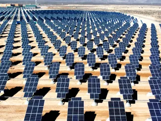 PROMO HIRES Energy - Solar Panel Cell Photovoltaic Array - Wikimedia Field of utility-scale photovoltaic solar panels.