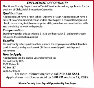 Help wanted advertisement for a case worker