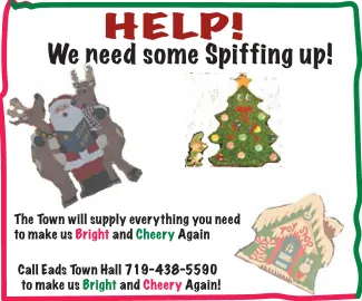 Advertisement for assistance restoring Christmas decorations