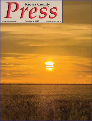 Photo of the week from the October 3, 2025, edition of the Kiowa County Press in Eads, Colorado -  Another stunning sunset in Kiowa County, Colorado - Chris Sorensen.
