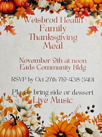 Advertisement for a community Thanksgiving meal