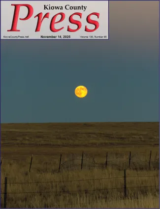 Photo of the week from the November 14, 2025, edition of the Kiowa County Press in Eads, Colorado -  Early November moonrise over Colorado’s eastern plains. - Chris Sorensen.