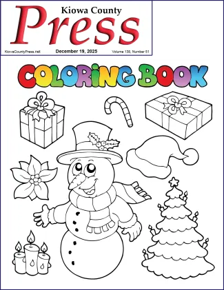 Front cover of the Kiowa County Press' 2025 holiday coloring book.