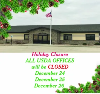 Advertisement for USDA office holiday closures