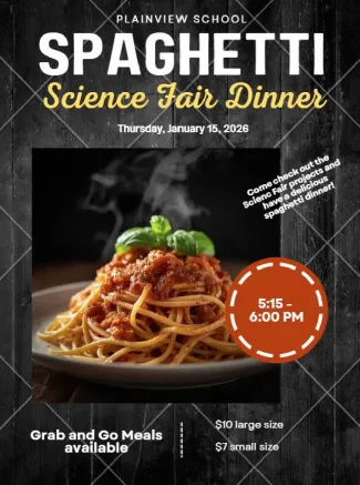 Advertisement for a Community - Spaghetti Science Fair Dinner