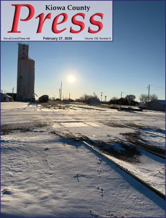 Photo of the week from the February 20, 2026, edition of the Kiowa County Press in Eads, Colorado -  Just a week after we showed rain puddles at this location, now there's snow  - Chris Sorensen.